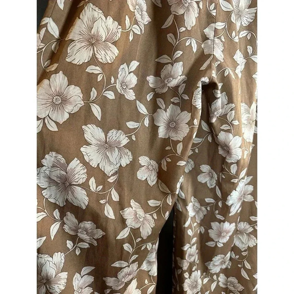BOG collective wide‎ leg pant Small S Brown Floral Pink Print BK garments - Picture 6 of 9